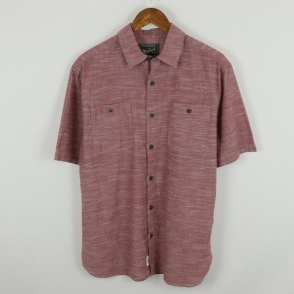 Woolrich Men's Medium Red Heather Cotton Casual Short Sleeve Button Up Shirt - Picture 1 of 8